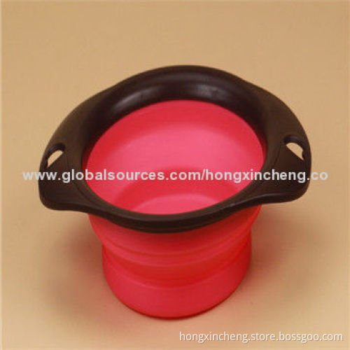 Newest Foldable Promotional Collapsible Silicone Pet Bowls, Non-toxic, Promotional